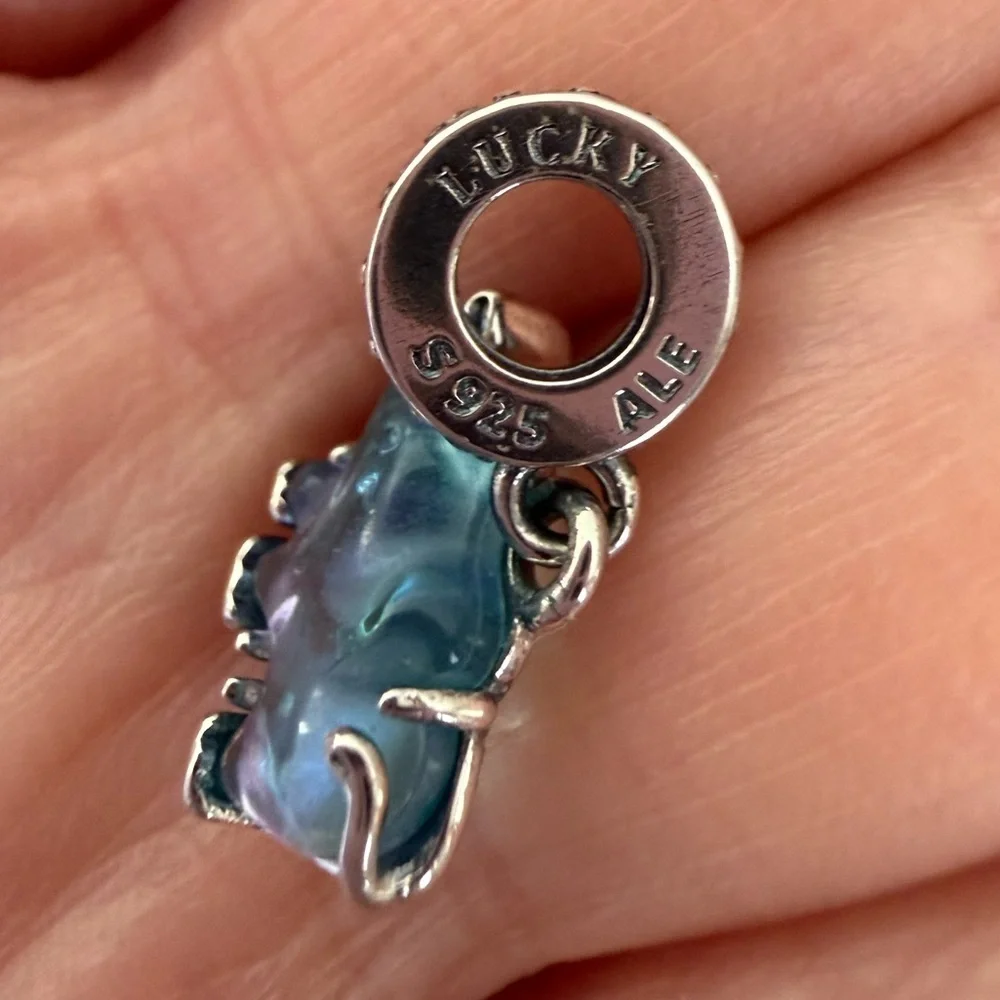 Authentic Pandora Blue Murano Glass Elephant Dangle Charm - NWOT
